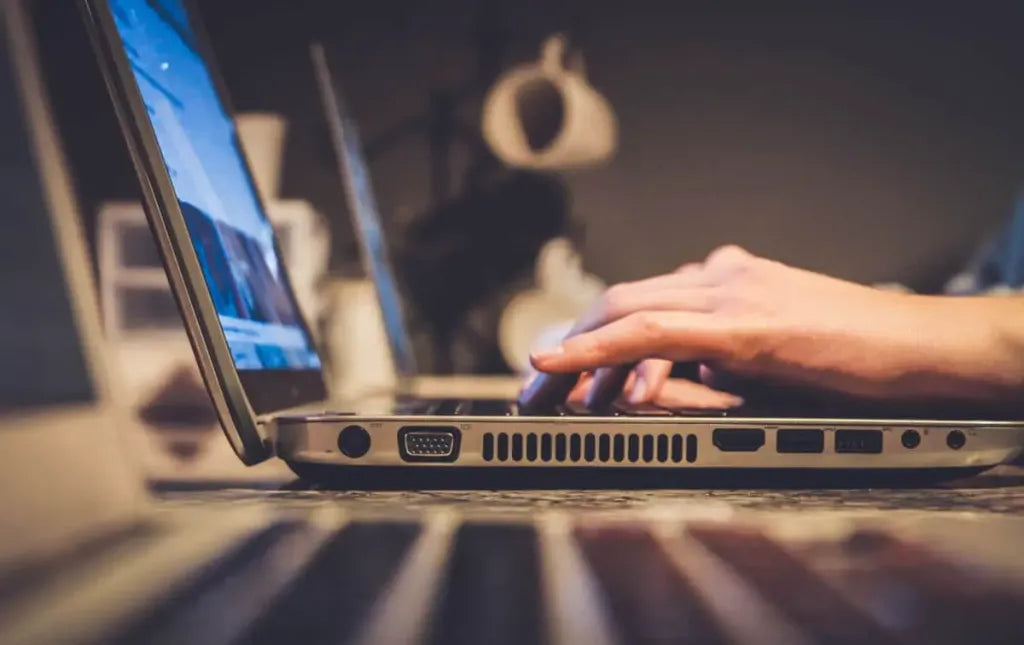 Image of someone working remote while living off-grid